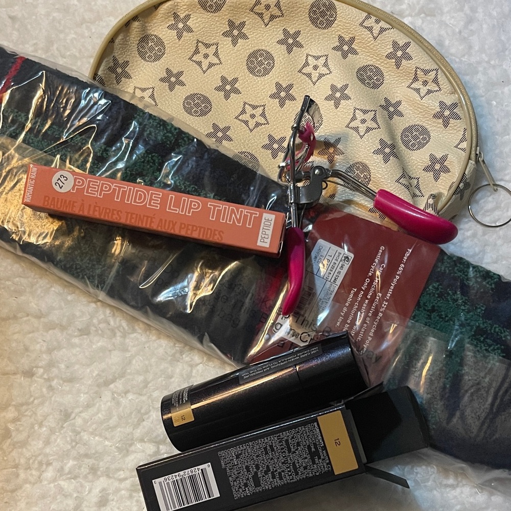 Designer Beige and Brown Patterned make up bag plus Surratt